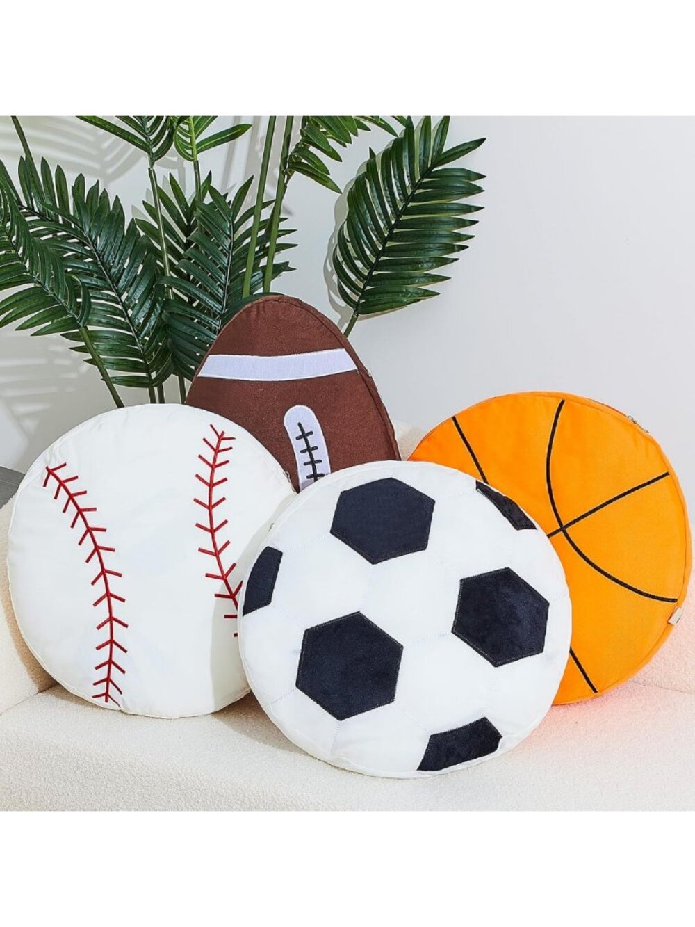 4-Piece Sports Ball Throw Pillows Set - Fun Home Decor for Sports Lovers